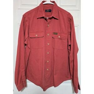 Polo Ralph Lauren Heavy Button Up Shirt Mens Size Large Faded Red Long Sleeve
